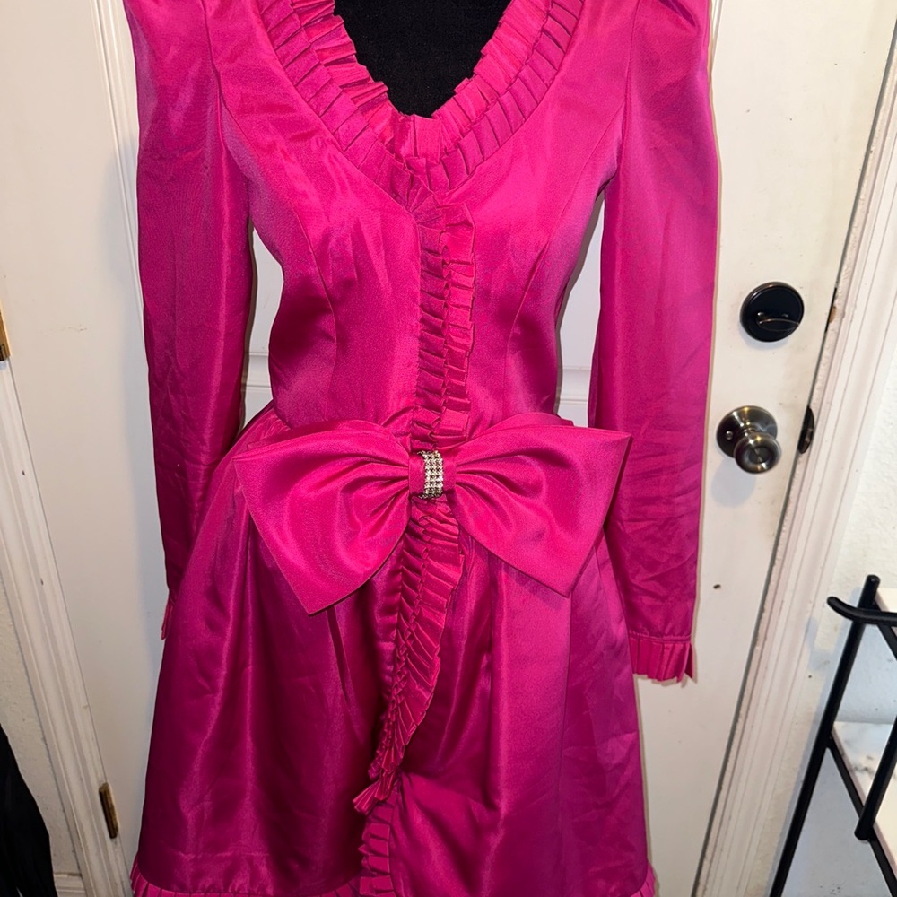 En Francais by Huey Waltzer Fuchsia Vintage 80's Cocktail Dress Sz 8